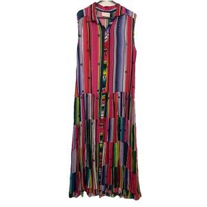 Miss June Colorado Maxi Dress One Sz Rainbow Boho Patchwork Art To Wear Festival